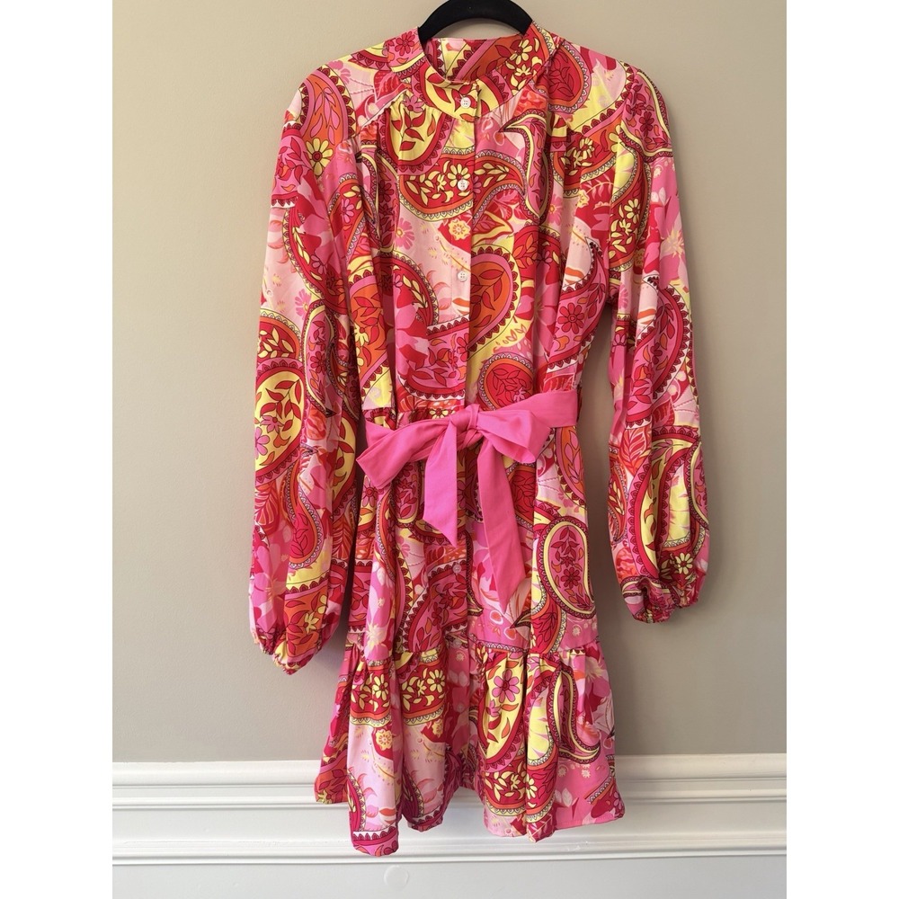 Paisley Flower Design Midi Long Sleeve Dress Womens SHEIN Size Large